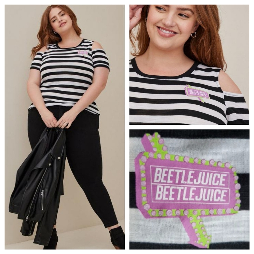 🖤Beetlejuice Vintage Cut Shoulder Top
